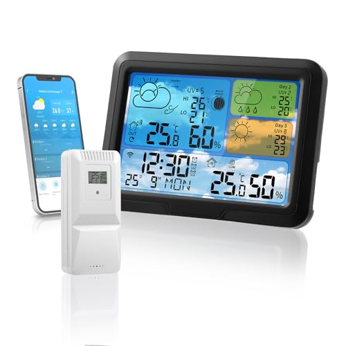 Wetterstation Wlan Mit Außensensor&Wettervorhersage,Wetterstationen Innen und Außentemperatur Funk,Wetterstation Funk mit Außensensor,Digital Farbdisplay,App Tuya UndSmartlife,Wecker,Temperaturwarnung Wetterstation Wlan Mit Außensensor&Wettervorhersage,Wetterstationen Innen und Außentemperatur Funk,Wetterstation Funk mit Außensensor,Digital Farbdisplay,App Tuya UndSmartlife,Wecker,Temperaturwarnung
