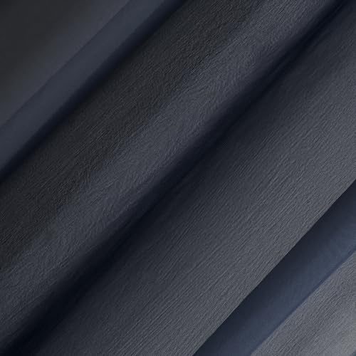 Image of No. 918 Emily Sheer Voile Rod Pocket Curtain Panel, 59 inch x 63 inch, Navy Blue