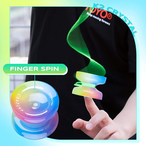 Image of MAGICYOYO K2 Pack of 2 Dual Purpose Yoyos for Kids (Black+Blue Pink Yellow) | Responsive Yoyo for Kids Beginner + Unresponsive Yoyo for Adults with Professional Bearing Kit for Adults+12 Strings+2 Bags