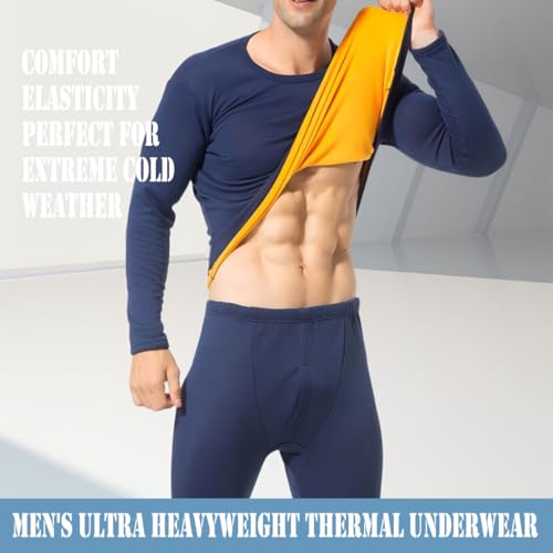 Ouruikia Men's Ultra Heavyweight Thermal Underwear Set Fleece Lined Base Layer Top Bottom Long Johns for Extreme Cold Weather3