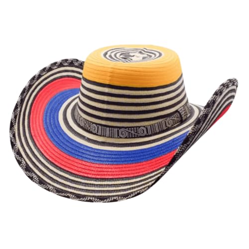 Colombian Vueltiao Hat 100% Caa Flecha (Colorful Weave 1721 Laps) Sombrero Colombiano - Imported from Colombia