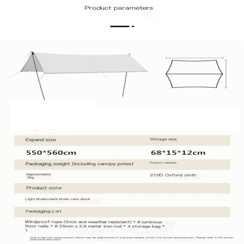 Toldo para camping resistente al agua y UV 550x560cm miniatura 2