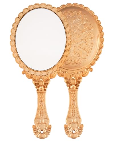 XPXKJ Hand Mirror Vintage Cute Small Handheld Makeup Mirror with Handle- Handheld Mirror Ideal for Salon Barber Hairdressing Travel Use