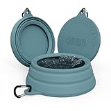 OHMO Auslaufsicherer, faltbarer Wassernapf für Hunde, groß, 1000 ml, für Autos, kein Spritzen, tragbare Näpfe für Hundereisen, Haustierzubehör für Autoreisen, Reisezubehör für Katzen