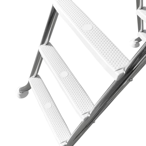 Escalera para piscina elevada 82.7" acero inoxidable 5 peldaños miniatura 4