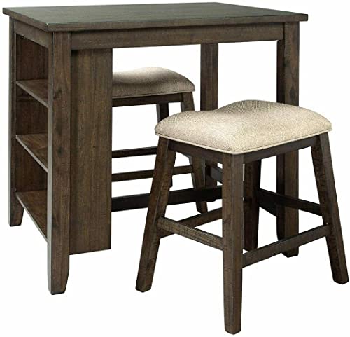 Signature Design by Ashley Rokane Counter Height Dining Set, Includes Table & 2 Stools, Light Brown