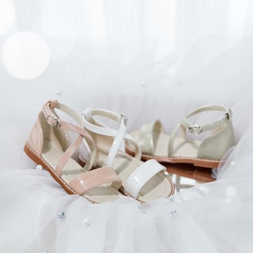 Image of ESTINE Toddler /Little Kid Girls Dress Cross Strappy Open Toe Sandals Princess Flats Summer Flower Girl Shoes