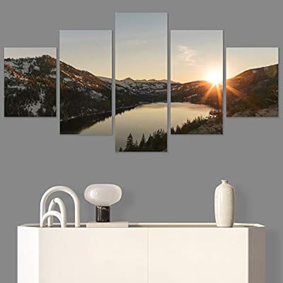 SIGNWIN 5 Panel Canvas Wall Art Sunset in...
