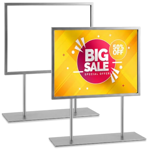Image of Zhengmy 1 Tabletop Sign Holder, 11 inch w X 8.5 inch h - Landscape, Silver