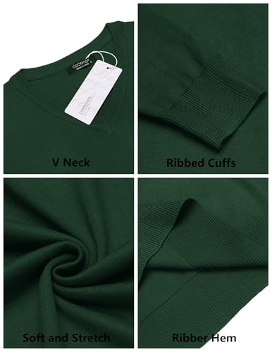 Image of COOFANDY Mens Casual V Neck Sweater Knit Slim Fit Long Sleeve Pullover Top