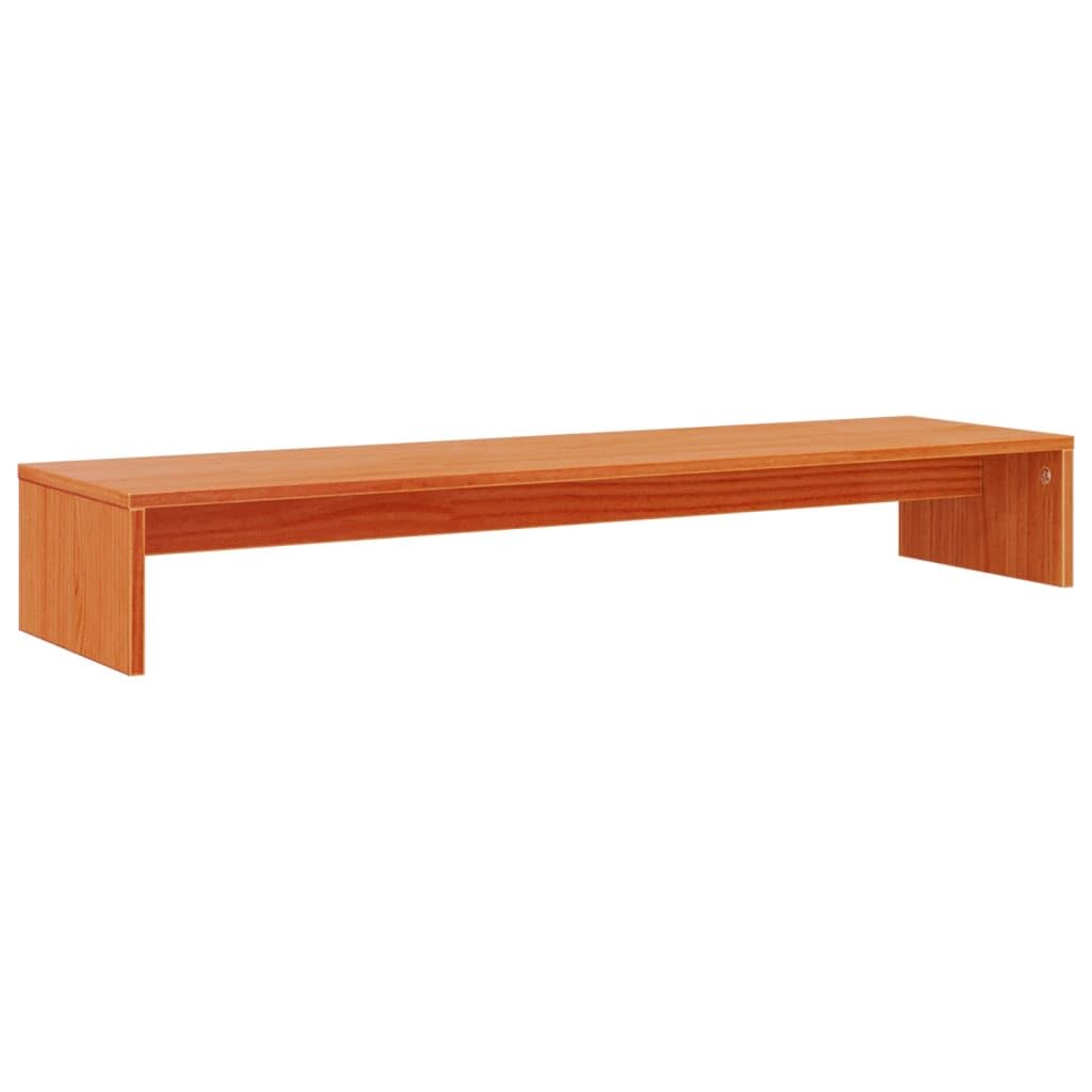 vidaXL Monitor Stand, Display Stand for Laptops Monitors, Computer Stand for Home Office, Monitor Stand Riser, Modern Style, Wax Brown Solid Wood Pine