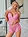 Avidlove Women Lace Pajamas Lingerie Set Sexy Cami Shorts Sets Mesh Sleepwear 2 Piece Pink S