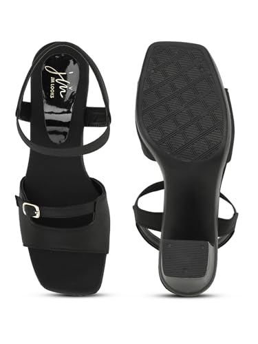 Image of JM LOOKS Women's Block Heel Sandals | Stylish Open Toe Dress Sandals with Double Strap & Buckle Detail | Comfortable Slip-On for Party Prom Date Night