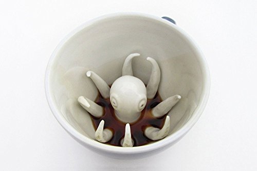 CREATURE CUPS Octopus Ceramic Cup (11 Ounce, Wedgewood Blue)| Hidden Sea Animal Inside | Holiday and Birthday Gift for Coffee & Tea Lovers