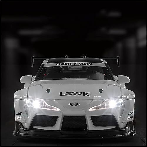 Image of Alloy Metal Pull Back Die-Cast Car 1:22 Big Toyota Supra Diecast Metal Pullback Toy Car with Openable Doors, Light & Music | Boys Gifts & Toys, White