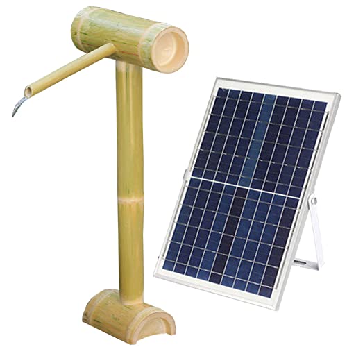 ASerZenith Fontana Solare in Stile Giapponese, Fontana d'Acqua in bambù con Pompa, Sistema di Ciclo dell'Acqua per Interni/Esterni, Statua Ornamentale con Flusso d'Acqua, 60 Cm(40cm)