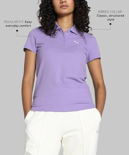 Image of Puma Women's Polo T-Shirt | Cotton Regular Fit Short Sleeve Polo with Ribbed Collar & Button Placket | Classic Everyday T-Shirt for Casual, Sport & Streetwear