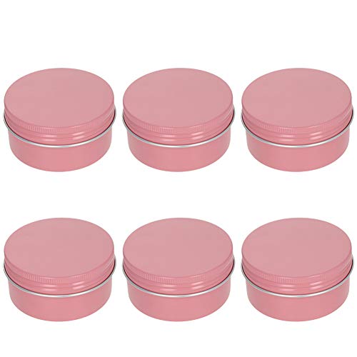 Jutagoss 6pcs 2.7 oz Round Aluminum Cans, Tin Can Screw Top Metal Lid Containers for Lip Balm, Crafts, Cosmetic, Candles, Candies, pink 80ml
