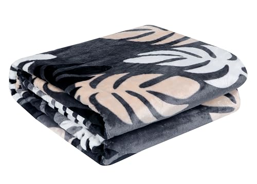 Image of Premium Ultra Soft Flannel Printed Single Blanket 220x160 cm| 200 GSM Warm & Cozy All Season AC Blanket| Lightweight Travel /Camping Throw for Sofa & Couch| Winter Duvet /Quilt- Grey