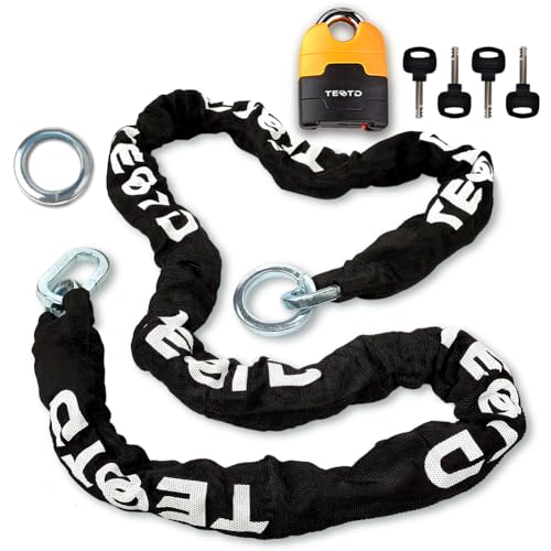 Motorcycle Chain Lock 6.6feet/200cm Long Heavy Duty Anti-Theft Security 10mm Thick Chain with Bright-Colored Lock,Durable with 4 Keys for Motorcycles,Containers(10.36lbs)
