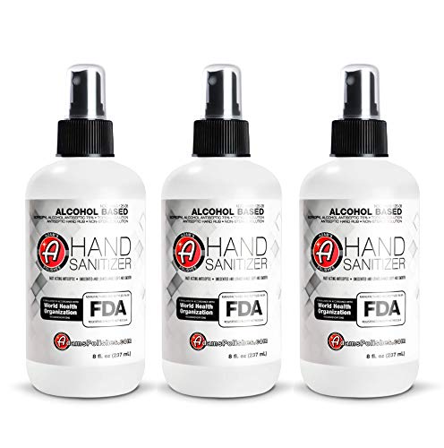 Adam's Hand Sanitizer 8oz (3 Pack) - USA Made Hand Sanitizing Spray | 75% Isopropyl Alcohol by Volume, Formulated in Accordance with WHO Recommendations | Fast Acting Antiseptic Disinfectant (3 Pack)