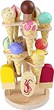 Maße: 28 x 13 x 13 cm small foot Beweglicher Eisständer aus Holz, Zubehör für Kaufmannsladen und Kinderküche, 15 Sorten, ab 3 Jahren, 1248