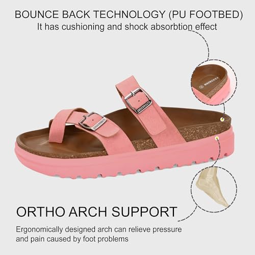 Image of Centrino Women's Berkin-Style Slip-On Sandals | Open Toe Design | Soft PU Footbed | Lightweight & Comfortable | Arch Support | On-Grip Sole | Casual Outdoor Wear (9228)