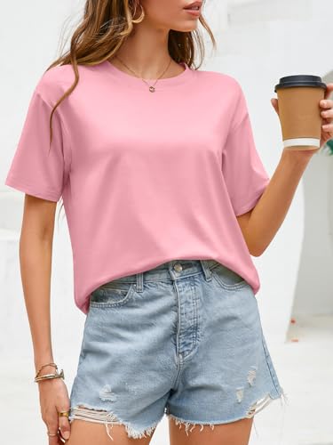 Image of UNCLECAT Womens Short Sleeve Crop Tops Summer Basic Cropped T Shirts | Workout,Casual,Crew Neck Tee,Boxy Loose Fit,Cotton Trendy Clothes