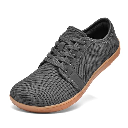 Gugifcto Barefoot Mujer Hombre Zapatillas Mujer Suela de Caída Cero con Diseño de Punta Ancha Zapatillas Running Hombre Transpirable Ligero y Suave para Correr Caminar Fitness Gris Oscuro 37