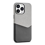 Leather Magnetic Case with Card Holder, Microfiber Lining Shockproof Cover for iPhone 13 14 15 16 Pro Max Plus (Gray,for iphone 16 pro)