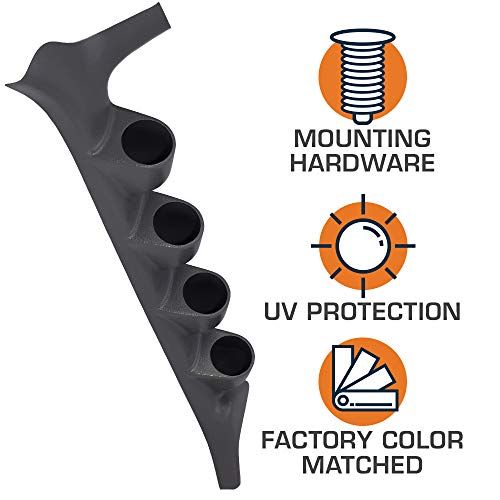 Glowshift Diesel Gauge Package Compatible With Ford F-Series F-250 F-350 1992-1997 - Black 7 Color 60 Psi Boost, 1500F Egt, Transmission Temp & 100 Psi Fuel Pressure Gauges - Gray Quad Pillar Pod #TOP7