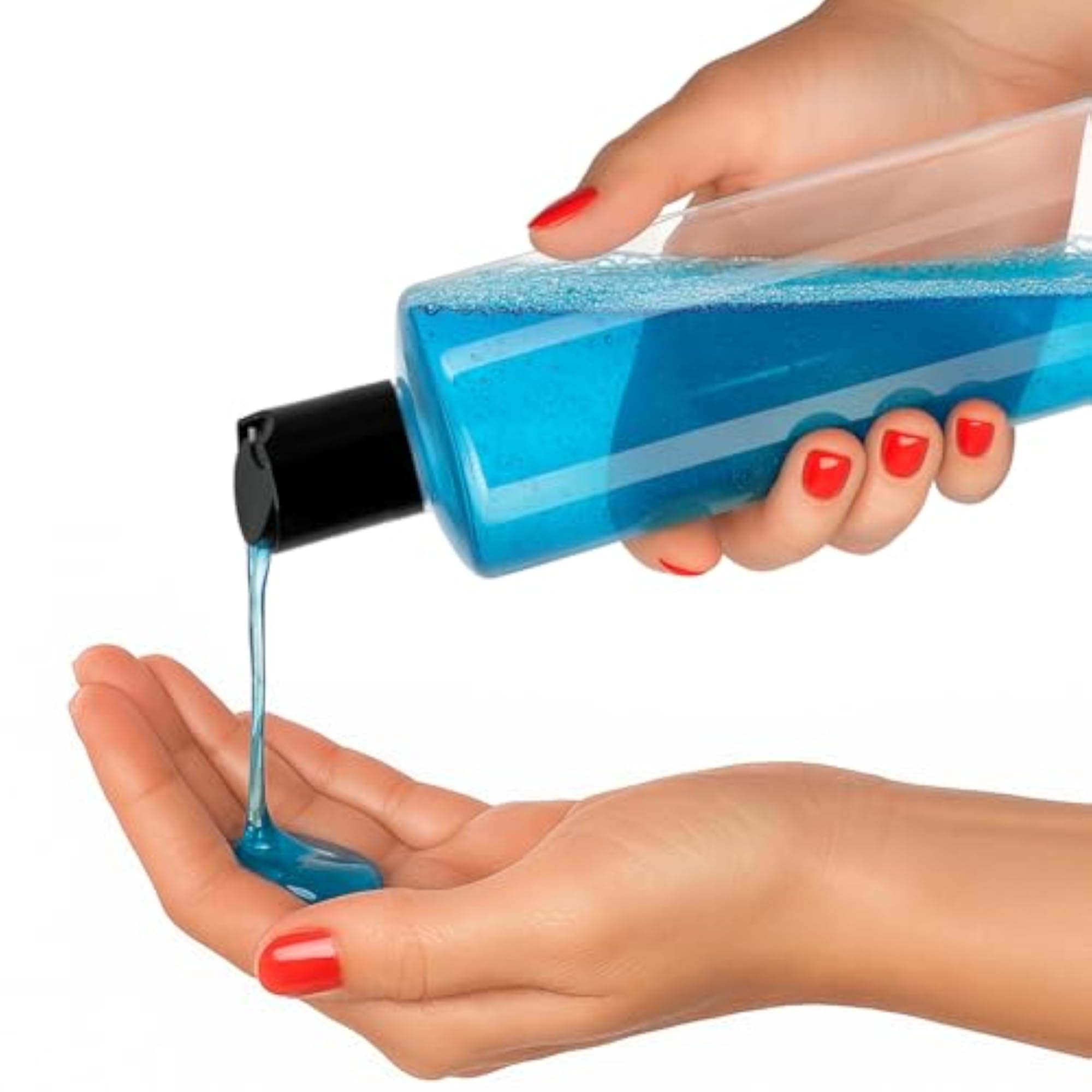 16 oz Clear Plastic Empty Bottles with Black Disc Top Caps