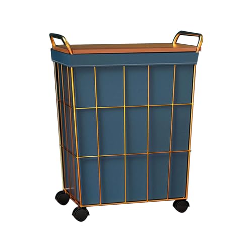 Trieur de linge avec couvercle doré pour organisation de chambre