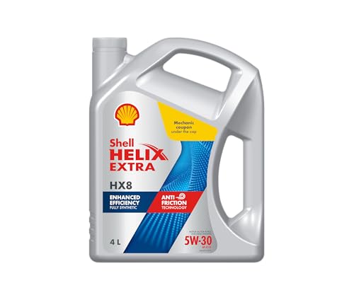 Image of Shell Helix Extra 5W-30 API SP Fully Synthetic Oil for Petrol, Diesel & CNG Cars (5L), Enhanced Efficiency with Anti friction Technology