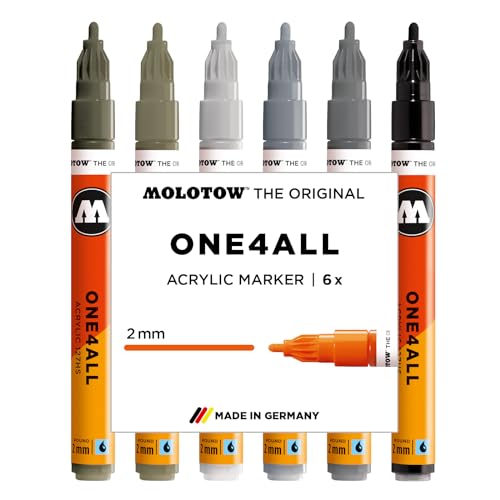 Bild: Molotow One4All 127HS Acryl Marker Grey Set (2,0 mm Strichst�rke, hochdeckend und permanent, schnell trocknend, nachf�llbar, f�r fast alle Untergr�nde) 6 St�ck sortiert f�r 23,50 EUR bei amazon.de