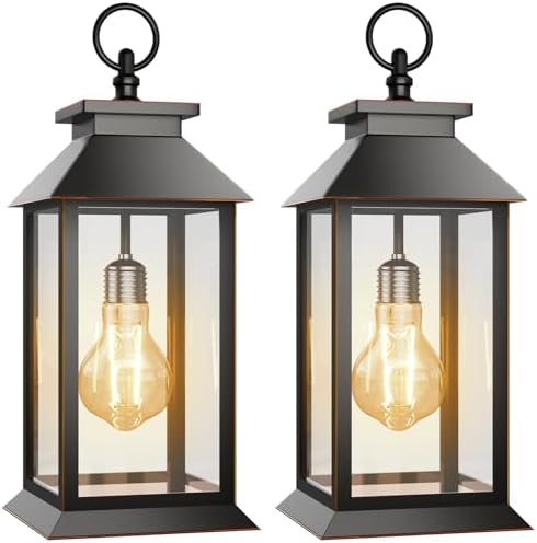 Illuminate Your Nights with These 5 Must-Have Black Outdoor Solar Lanterns 3 AYTPU 2 Pack Hanging Solar Lanterns Glass Solar Lights Outdoor Waterproof Upgraded Solar and 2 AA Batteries Powered, for Outside Porch, Patio and Indoor Tables, Mantelpiece