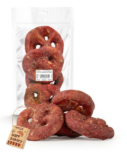 HAPPET Leckereien für den Hund - Brezel mit Kaninchen - 4 Stück - Getreidefreie, leicht verdauliche Beißtiere mit Kaninchenfleisch und roher Haut - aromatische Snacks für Hunde aller Rassen