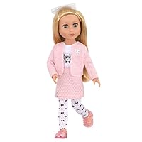 B. toys Glitter Girls – Fifer – Bambola di moda posabile da 36 cm – Capelli biondi e occhi verdi – Cardigan e gonna rosa – Abito a tema gatto – 3 anni +