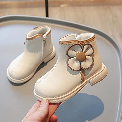 Toddler Girls Ankle Boots Round Toe 𝐋ow Heel Non 𝐒lip Short Booties Waterpoor Fleece Lined Cute Girls Size 4 Boots4