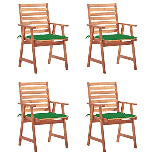 Sufrk Sillas Comedor de jardín y Cojines 4 uds Madera Maciza Acacia Muebles De Jardin Exterior Ofertas