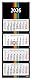 GEIGER-OFFICE 4-Monatskalender Wandkalender 2026 Black+Stripes 4-33 x 90 cm, Großformat mit 4 einzelnen, perforierten Kalenderblocks, Rückwand faltbar/Büro -Kalender - Made in Germany