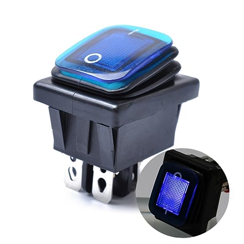 Garneck 12V Rocker Toggle Off Pin Boat Switch with Blue LED Light for Car and Use and Low Pressure Water