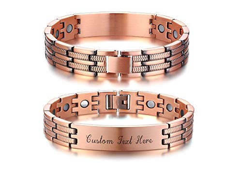 VNOX Custom Personalized Pure Copper Magnetic Therapy Adjustable Bracelet Engraved DAD Jewelry Thanksgiving for Men DAD Father