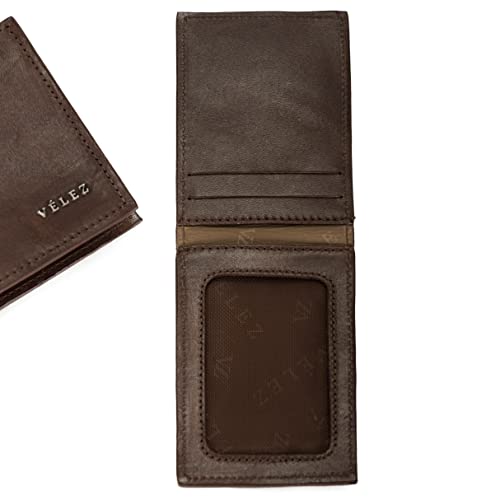 VELEZ Brown Full Grain Leather Wallet for Men With ID Window and 7 Card Slots Handmade Vintage Stylish3