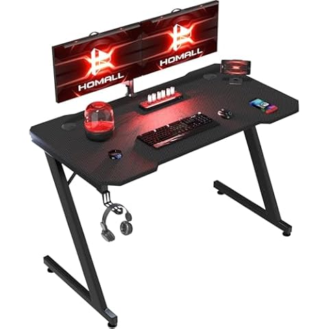 Homall Z Shaped Gaming Desk with Headphone Hook Cover