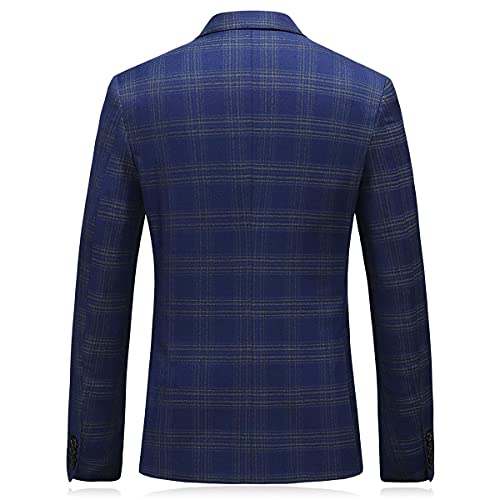 Mens Plaid 3 Piece Suits Slim Fit Double Breasted Plaid Suit Jacket Vest Pants Set Formal3