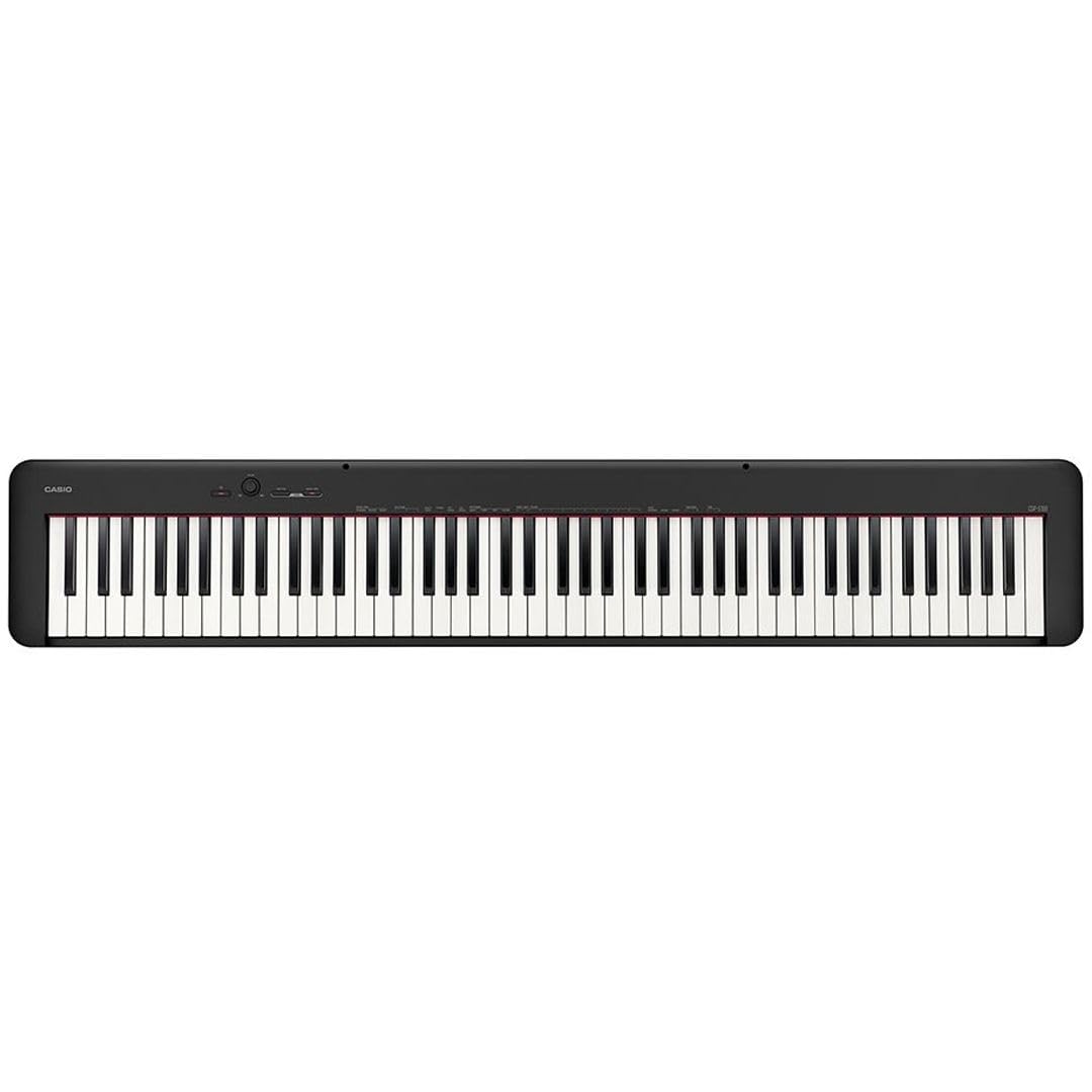 Set Completo per Casio CDP-S110 Black - Piano Digitale 88 Tasti Pesati con Borsa Imbottita a Tracolla con logo MusicalStore2005 Ricamato, Alimentatore e Pedale