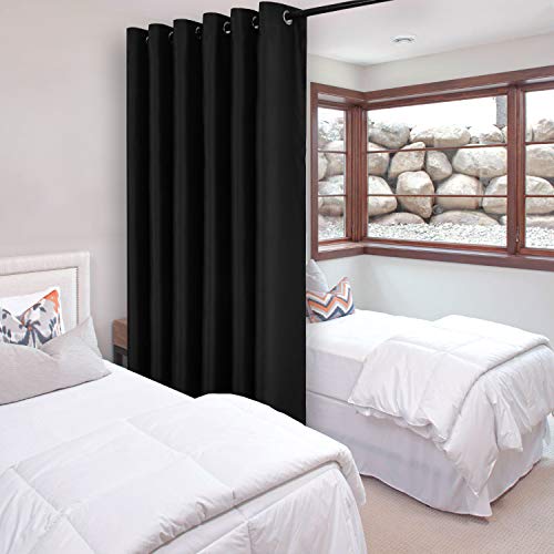 Image of DWCN Total Privacy Room Divider Blackout Curtain - Thermal Curtains for Patio Door, Living Room, Bedroom Partition and Shared Office Space, 1 Grommet Curtain Panel, 8.3ft Wide x 7ft Tall, Black