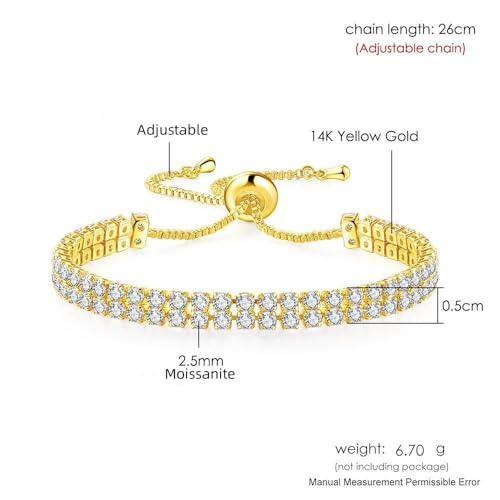 18K gold bracelet women's versatile accessory adjustable moissanite bracelet 2.5MM tennis bracelet Mother's Day, birthday, Christmas gift2