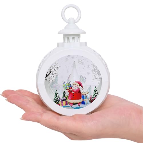 Shapenwin Santa Claus LED Mini Christmas Lantern Hanging Lanterns with Santa Snowman Retro Christmas Decoration for Kids Holiday Gift and Home Decor Outdoor and Indoor